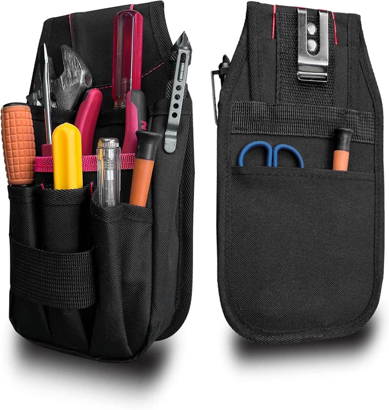 FAUDRECRO Small Tool Pouch with Belt Clip, Tool Pouch Holder,Multi Pocket Holster Organizer for Electrician Construction Maintenance,Durable Lightweight - Image 1